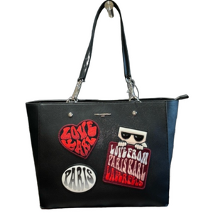 Karl Lagerfeld Large Paris Maybelle Tote, NWT, 18x11, Black W/silver hardware